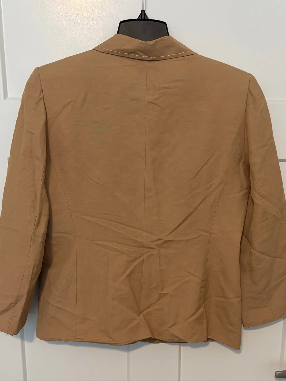 Kasper Petite Tan Button-Front Linen Jacket Tan W/Topstitching 8P